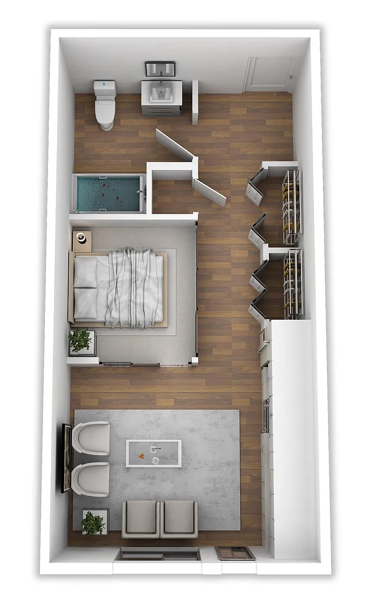 Floor plan Open 1 Bedroom 1 Bathroom