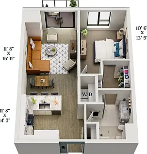 B6 | 1x1 | 743 sq ft B6 | 1x1 | 743 sq ft