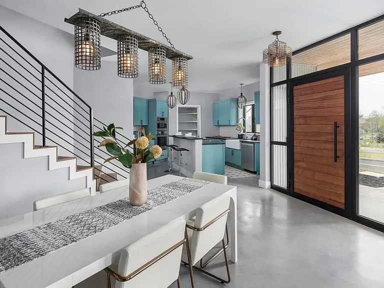 Custom reclaimed lighting fixtures throughout the house make a statement and help create a one-of-a-kind experience.