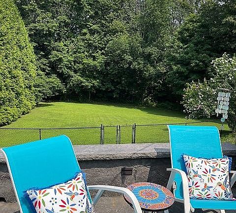 patio overlooking back yard