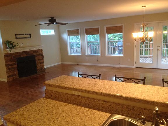 Huge Family Room with Stone Fireplace