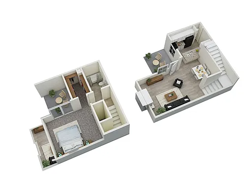 Floor plan One Bedroom Townhome B