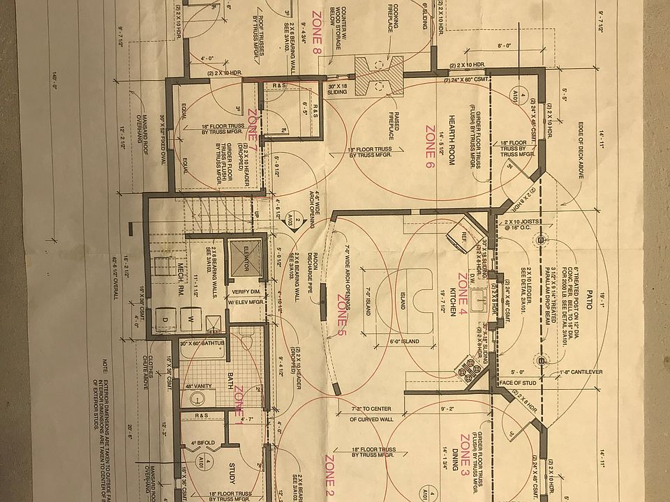 House plan: front door at upper left to enter large entry room.