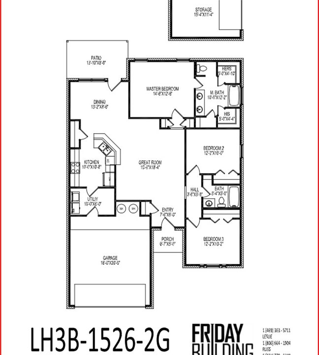LH3B15263G Plan, Friday Building Corp at Canyon Creek, Granbury, TX
