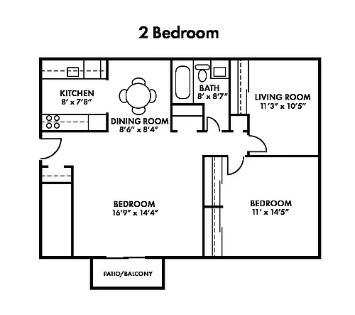 Floor plan 2 Bedroom Garden B