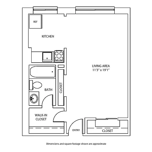 Floor plan Studio / 1 Bath