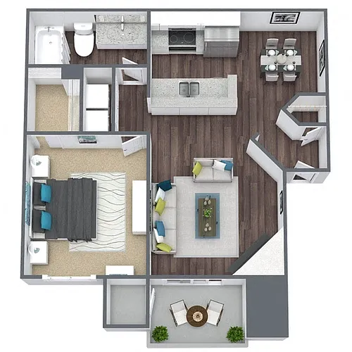 Floor plan A2: 1 Bed 1 Bath