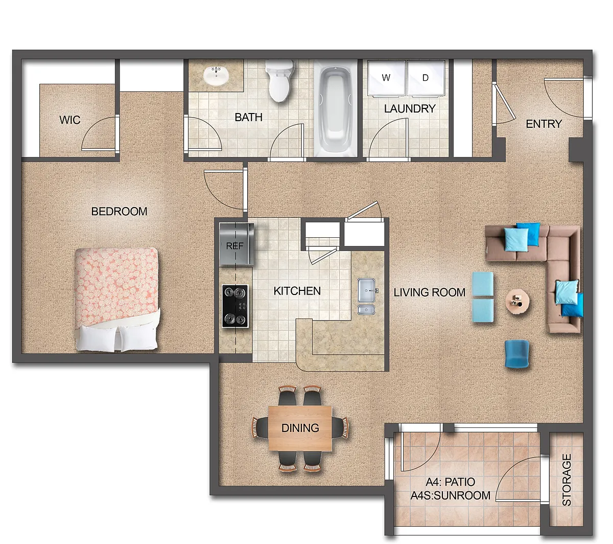 Floor plan 1 Bedroom - Large