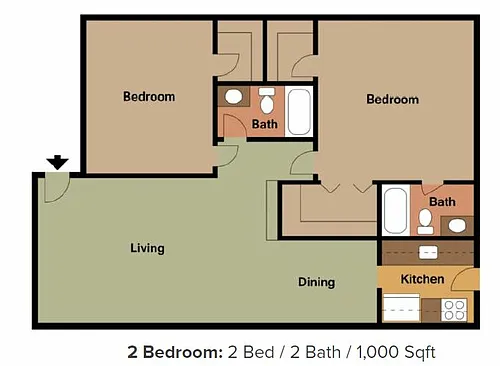 Floor plan 2 Bed 2 Bath