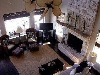 Over looking Living room from upper level. 