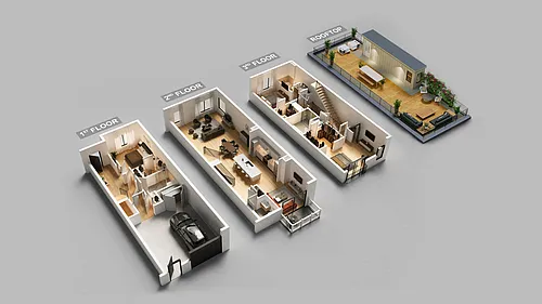 Floor plan Three Bedroom Townhome
