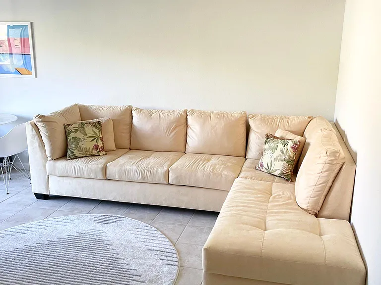 Living area with room for a large sectional.