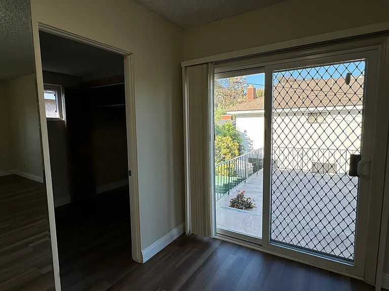 Master bedroom closet and slider to rooftop patio