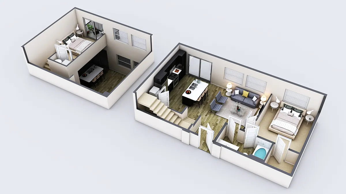 Floor plan One-Bedroom Lofts (A6L)