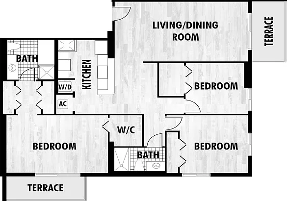 3 Bedroom, 2 Bath 3 Bedroom, 2 Bath