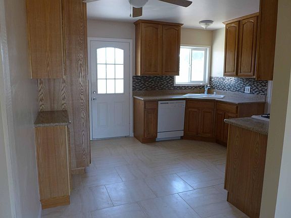 kitchen at back door and patio