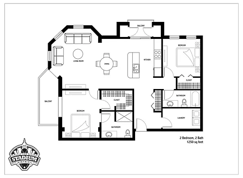 Floor plan 2 Bed 2 Bath D