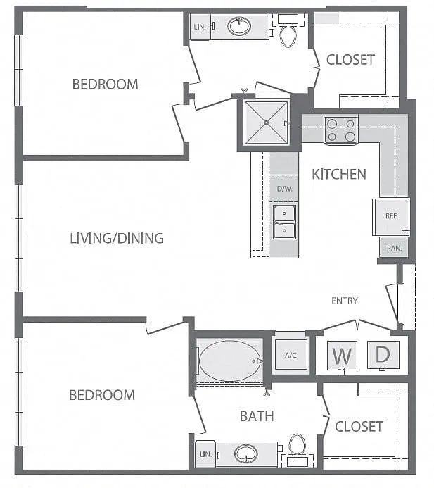 Floor plan B1 2Bed 2Bath