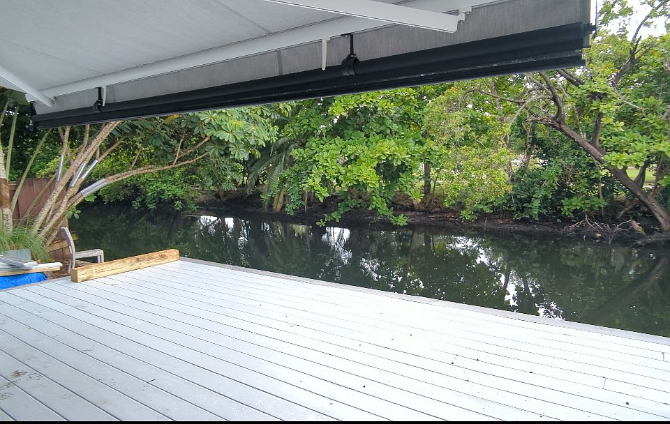 Newly installed deck with park and canal view.