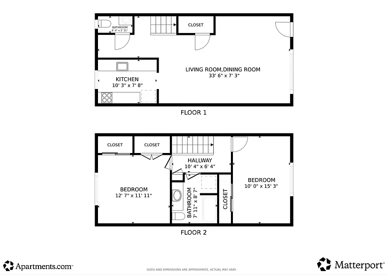 Floor plan 2 Bed 1.5 Bath