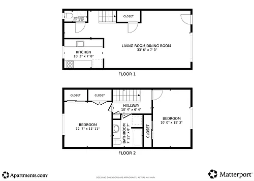 Floor plan 2 Bed 1.5 Bath
