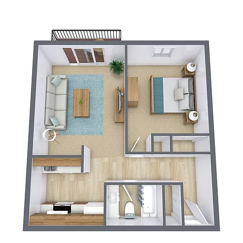 Floor plan One Bedroom 11B