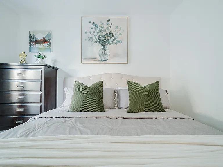 Cozy up in comfort with freshly laundered sheets and sweet dreams ahead.