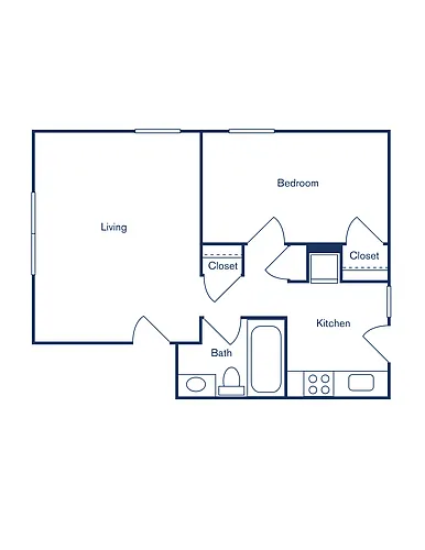 Floor plan 1 Bedroom, 1 Bath