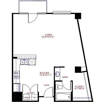 Floor plan Studio 0x1 491-774 SF