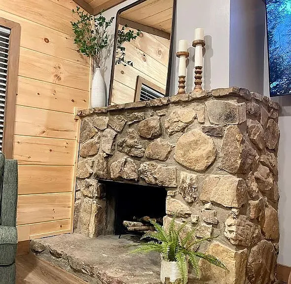 wood burning fireplace