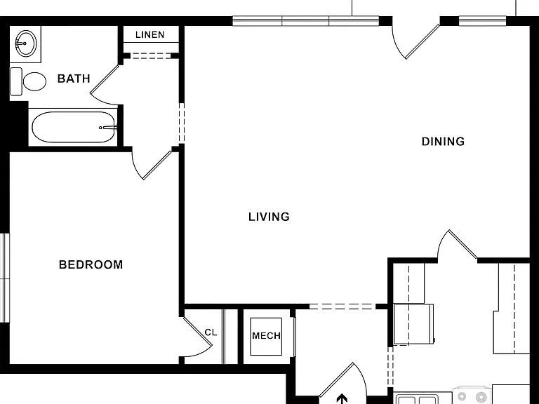 1 Bedroom, 1 Bath 1 Bedroom, 1 Bath