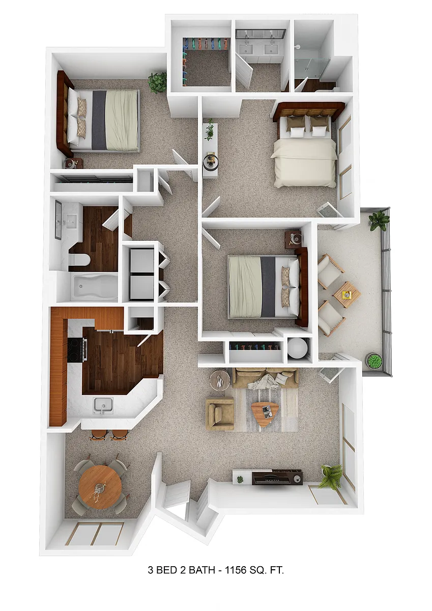 Floor plan 3 Bed, 2 Bath