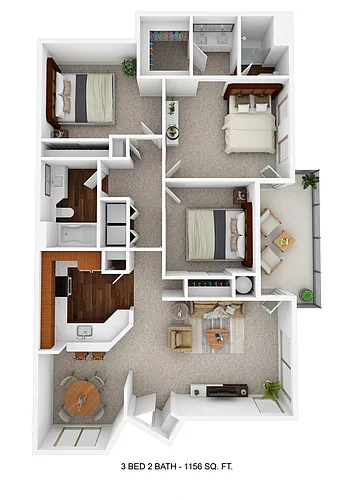 Floor plan 3 Bed, 2 Bath