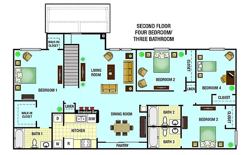 Floor plan Four Bedroom Kathleen 60%