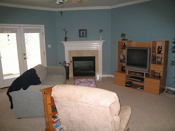 Open great room with fireplace
