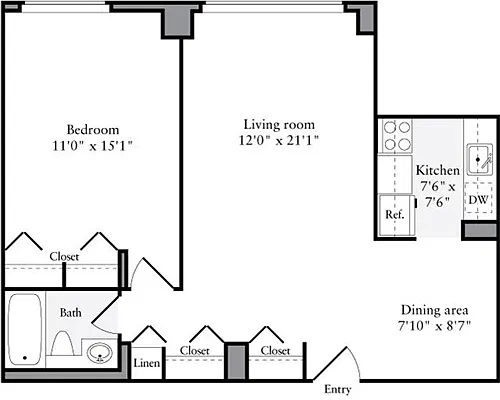 Floor plan 1 Bedroom A