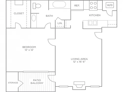 Floor plan One Bedroom Luxury Terrace-Renovated