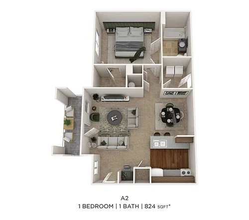 Floor plan One Bedroom- 882 sqft