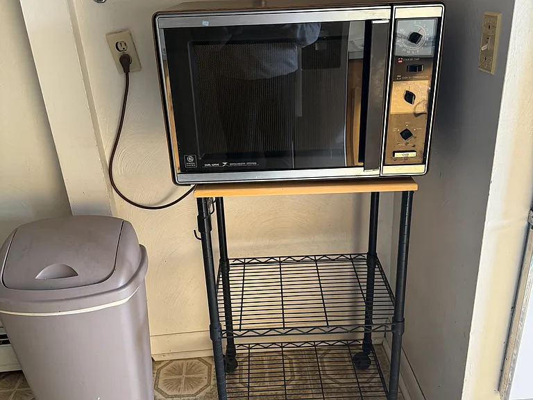 microwave and stand
