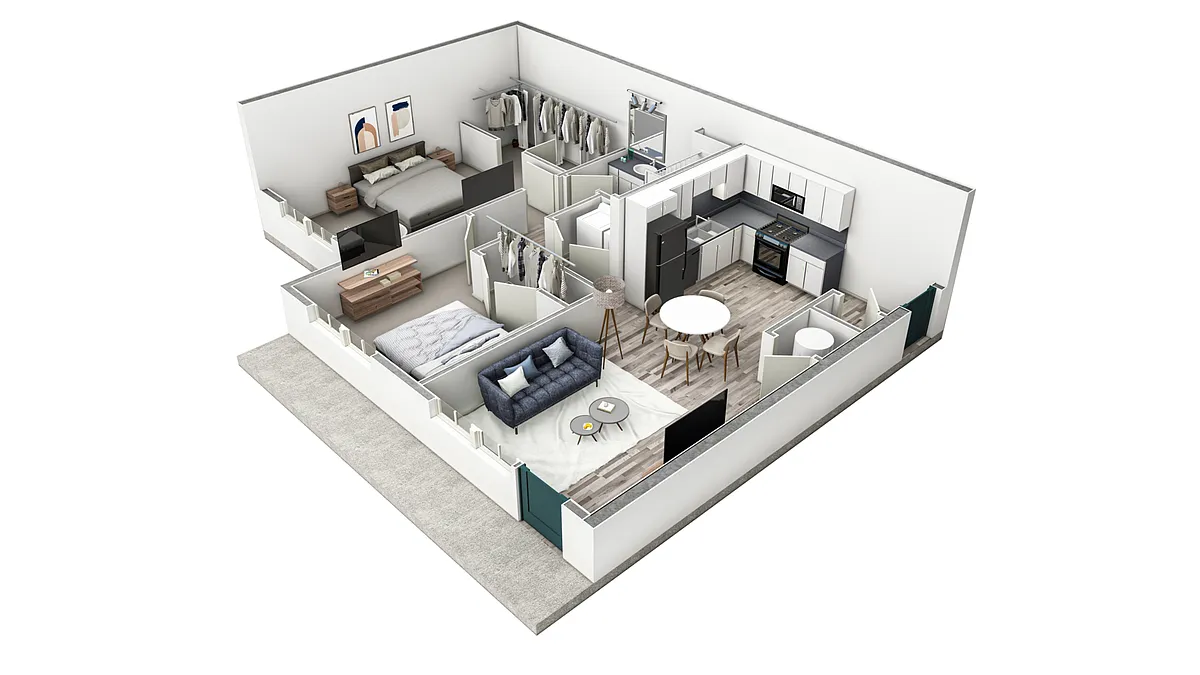 Floor plan 2-1 BR Premier Horizon Courtyard