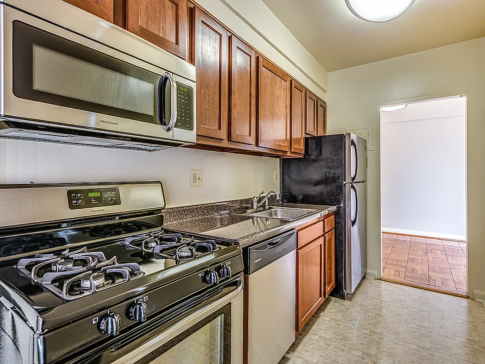 Renovated kitchen with stainless steel appliances