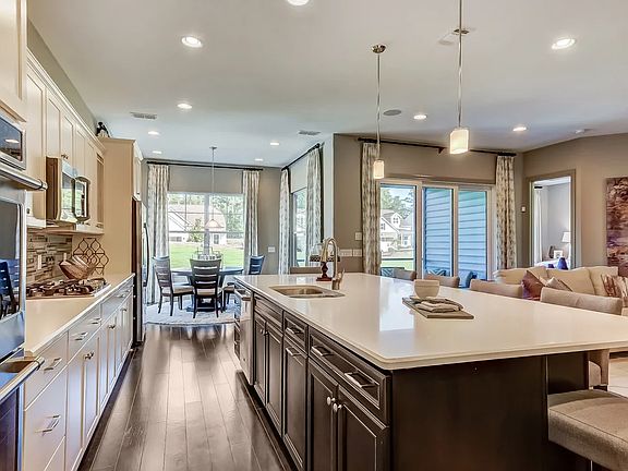 Pendant lights over island