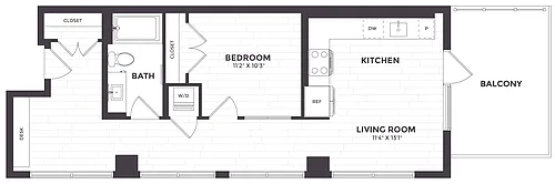 Floor plan 1 Bed/1 Bath- 01A