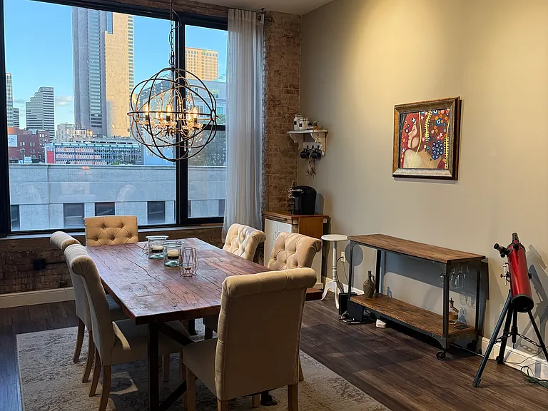Dining room and city view