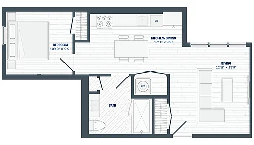 Floor plan 1 Bed 1 Bath