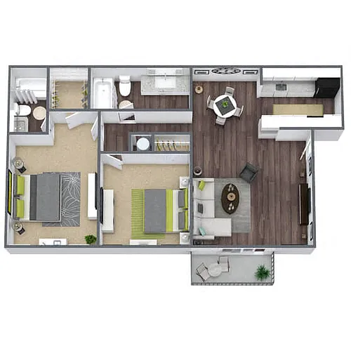 Floor plan B3: 2 Bed 2 Bath