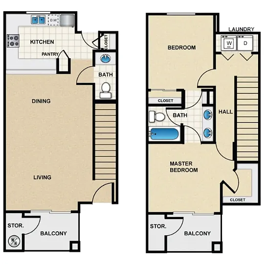 Floor plan Two Bedroom Townhome