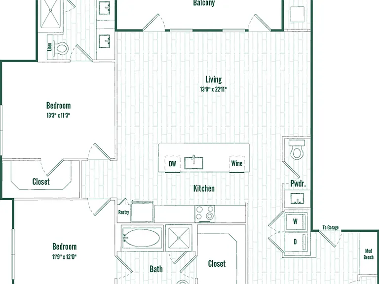B3a | 2 bed 2.5 bath | 1341 sq ft B3a | 2 bed 2.5 bath | 1341 sq ft