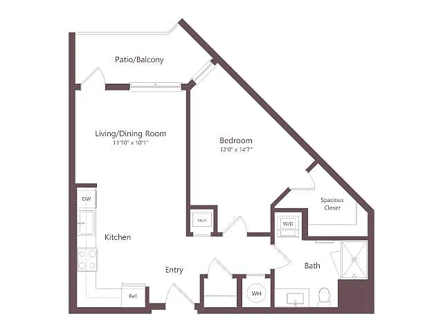 Floor plan A3 | 1 Bed | 1 Bath