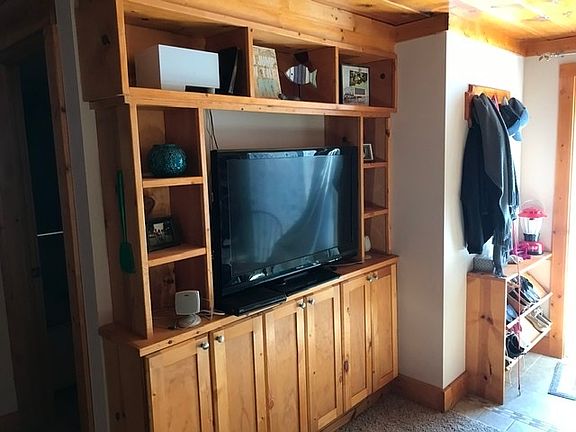 Living area with built-ins.